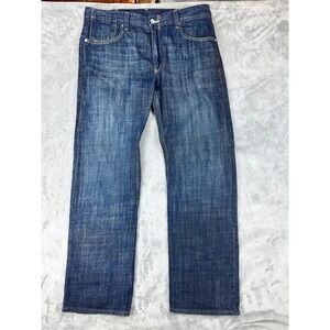 Levi 514 Mens Jeans 38x32 Slim Straight Flap Pocket Dark washed Denim Pants